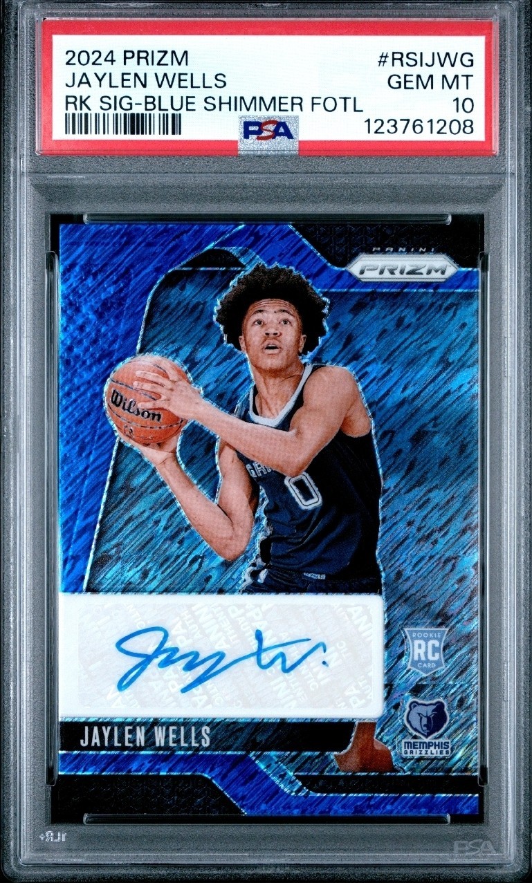 2024-25 Panini Prizm Jaylen Wells RC Rookie Blue Shimmer Auto /25 2024-25 Panini Prizm Jaylen Wells RC Rookie Blue Shimmer Auto /25