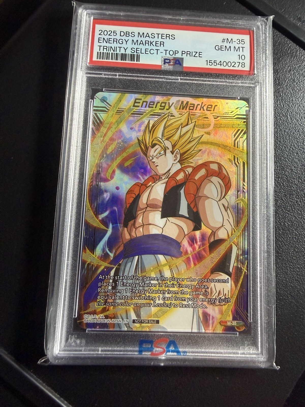 Dragon Ball Super SS Gogeta M-35, Energy Marker Trinity Select Top Prize PSA 10 Dragon Ball Super SS Gogeta M-35, Energy Marker Trinity Select Top Prize PSA 10