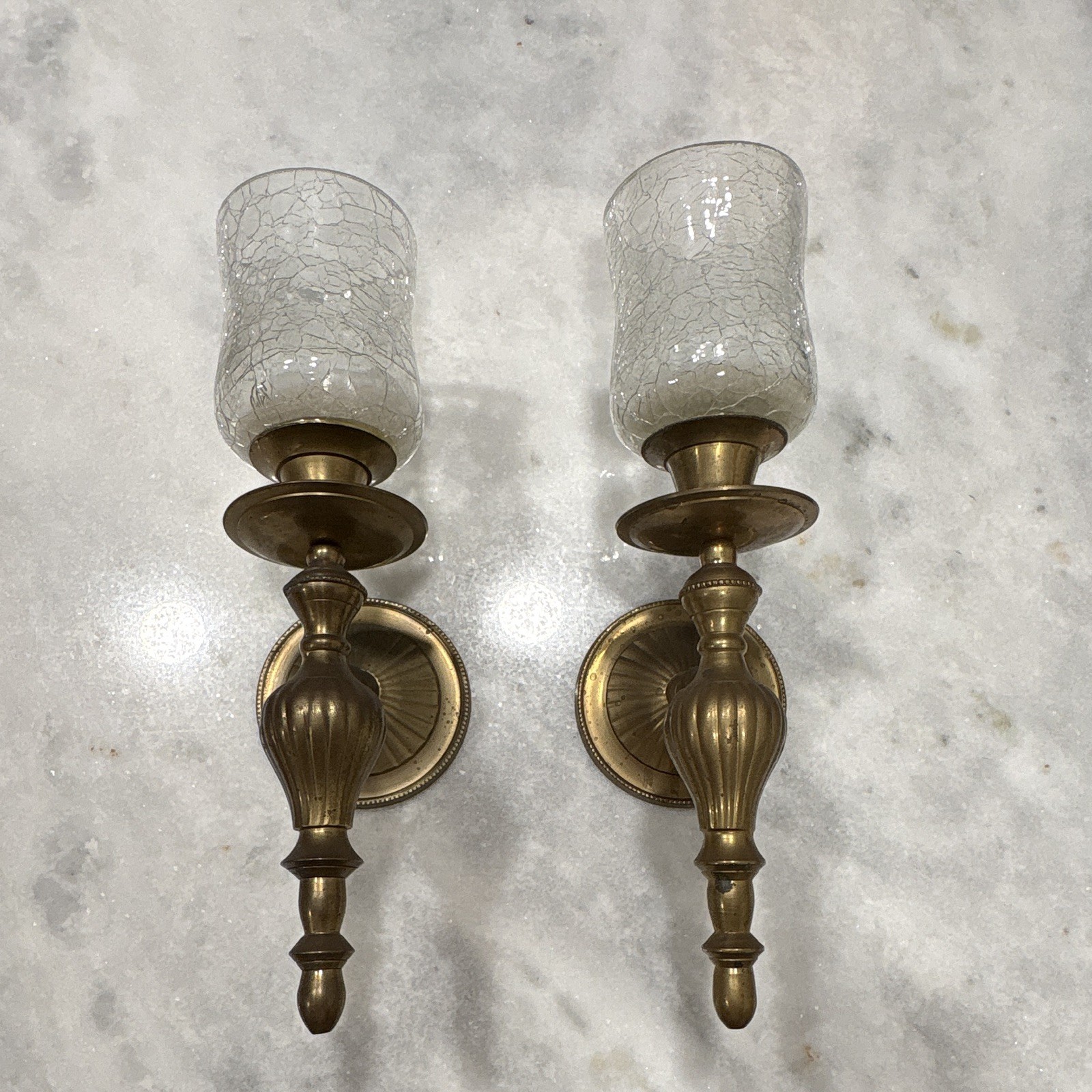 Vintage, Pair Of Brass Wall Mounted Candle Sconces W/ Attached Peg Votives Vintage, Pair Of Brass Wall Mounted Candle Sconces W/ Attached Peg Votives