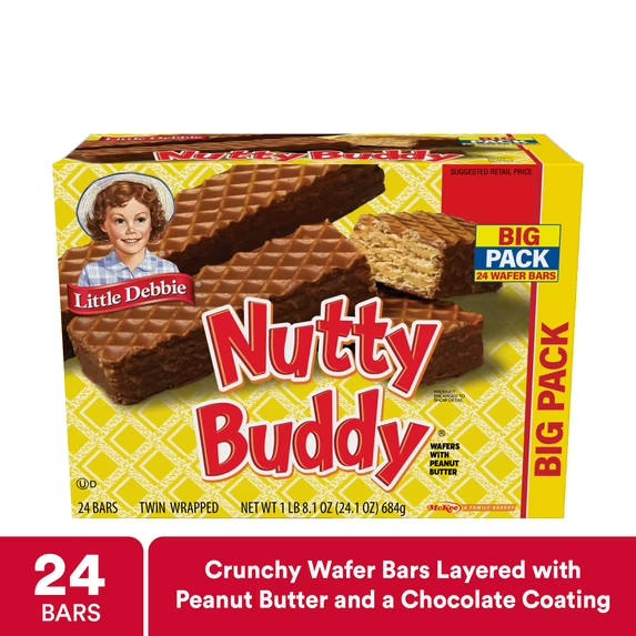 Little Debbie Big Pack Nuddy Buddy Wafer Bars , 24.1 oz (24 count)