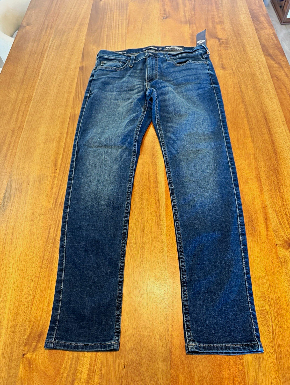 Hollister Mens Dark Wash Blue Denim Mid Rise Stretch Skinny Jeans 5-Pocket Hollister Mens Dark Wash Blue Denim Mid Rise Stretch Skinny Jeans 5-Pocket