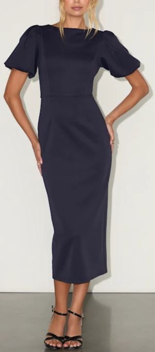 Lulus Simply Beloved Navy Blue Puff Sleeve Bodycon Midi Dress Blue Size XS NWOT Lulus Simply Beloved Navy Blue Puff Sleeve Bodycon Midi Dress Blue Size XS NWOT