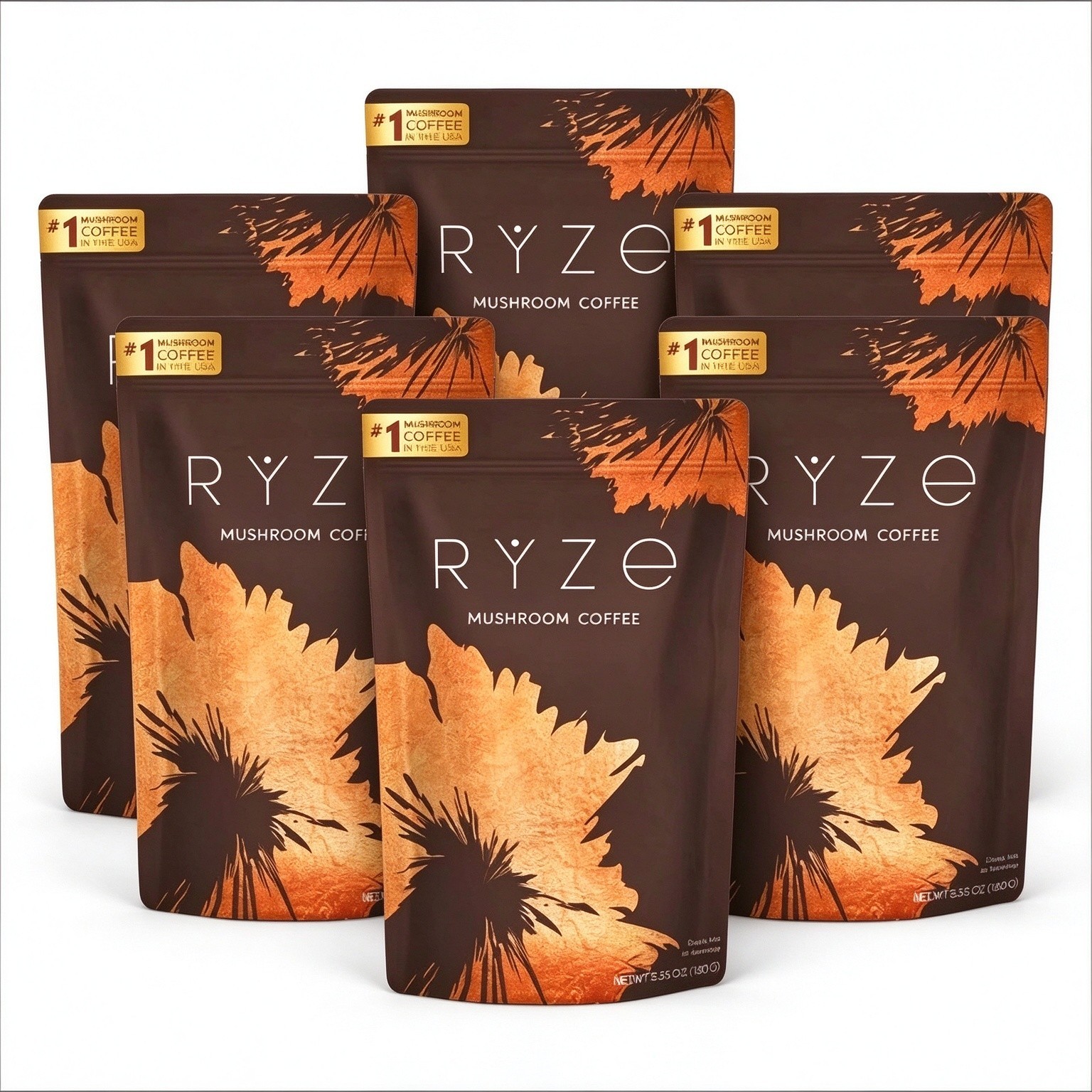 6 Pack Organic Ryze Mushroom Coffee 30 SERVINGS Instant Coffee New 