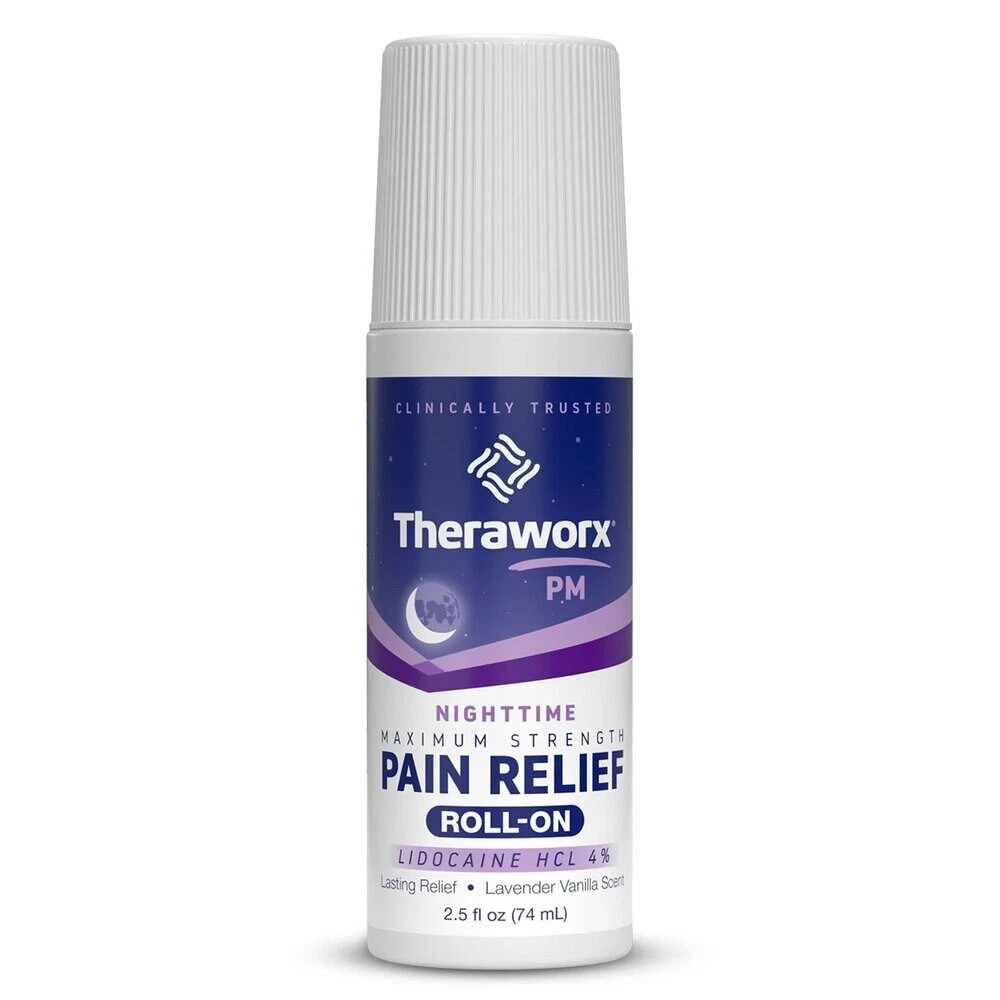 Theraworx PM Nighttime Maximum Strength Pain Relief Roll-On 2.5 oz New
