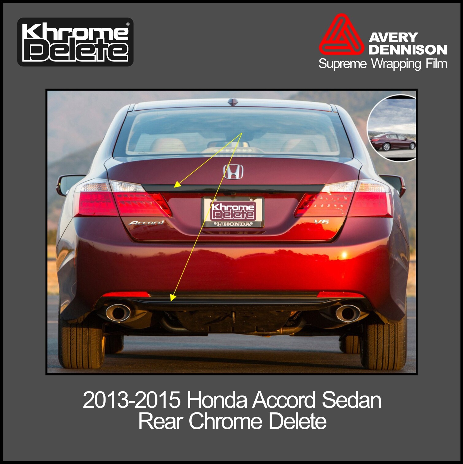 2013-2015 Honda Accord Sedan Trunk Piece and lower rear Overlay (Gloss Black)