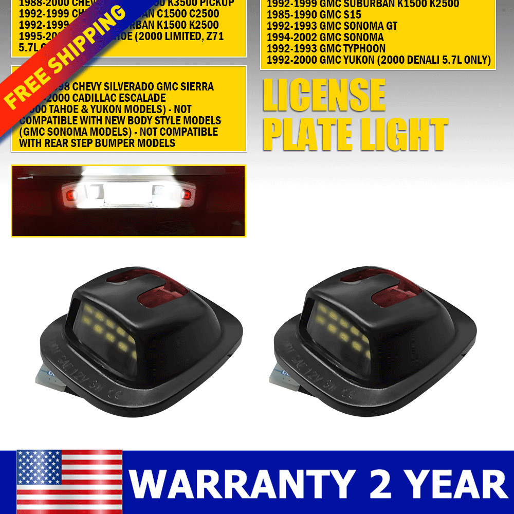 For 1998-2000 Chevy Pickup 2PC 24-SMD LED License Plate Lights Easy Installation