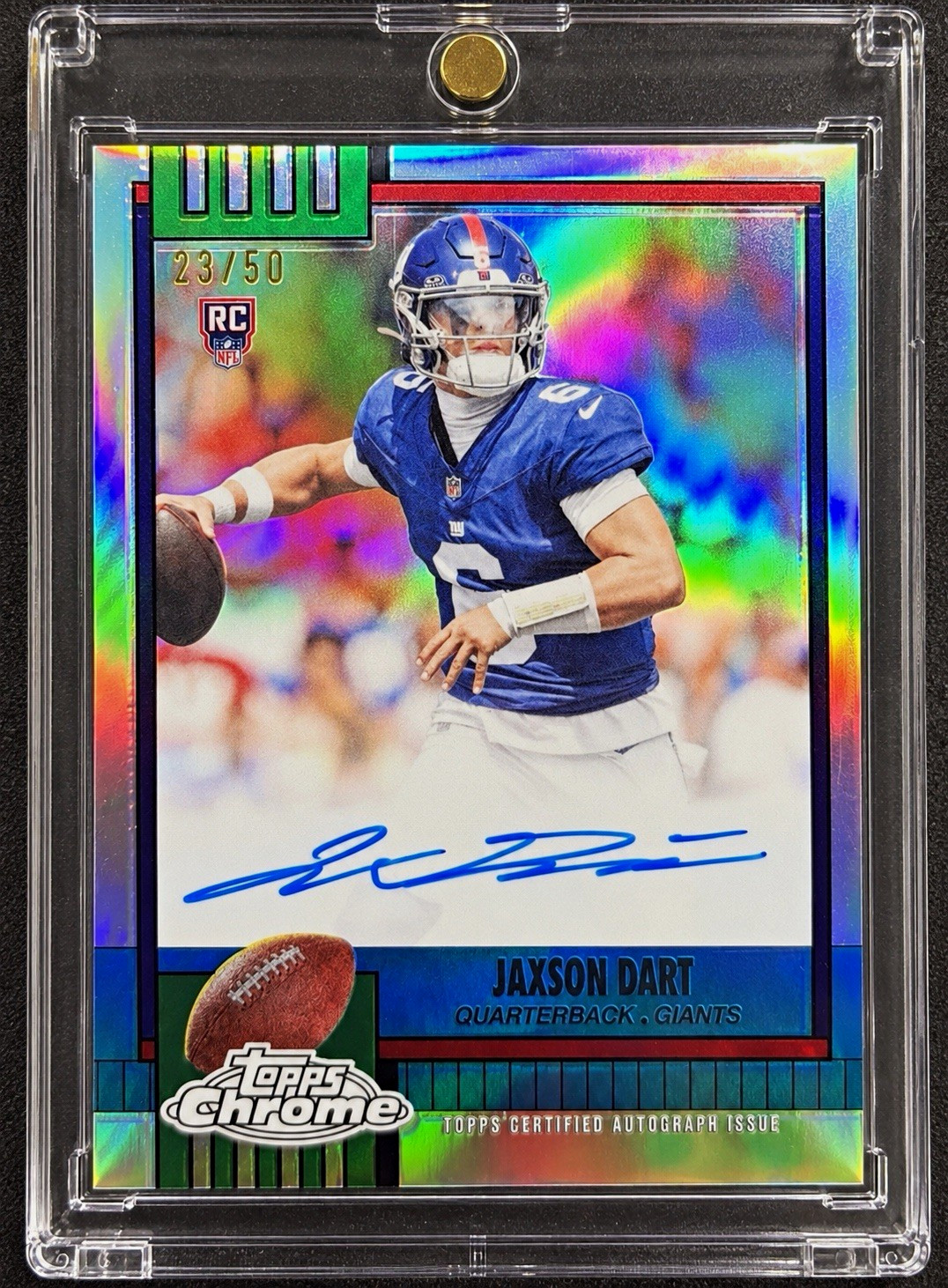 Topps Chrome 2025 Jaxson Dart RC Auto Topps FB  #1990-JD /50 **READ DESCRIPTION