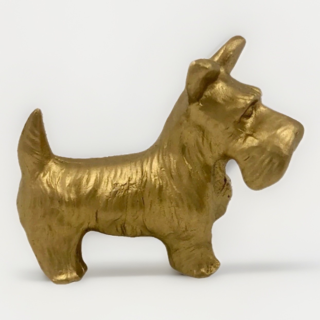 Vintage Metal Scottie Dog Figurine Rare 1940s Japan Gold Brass Scottish Terrier