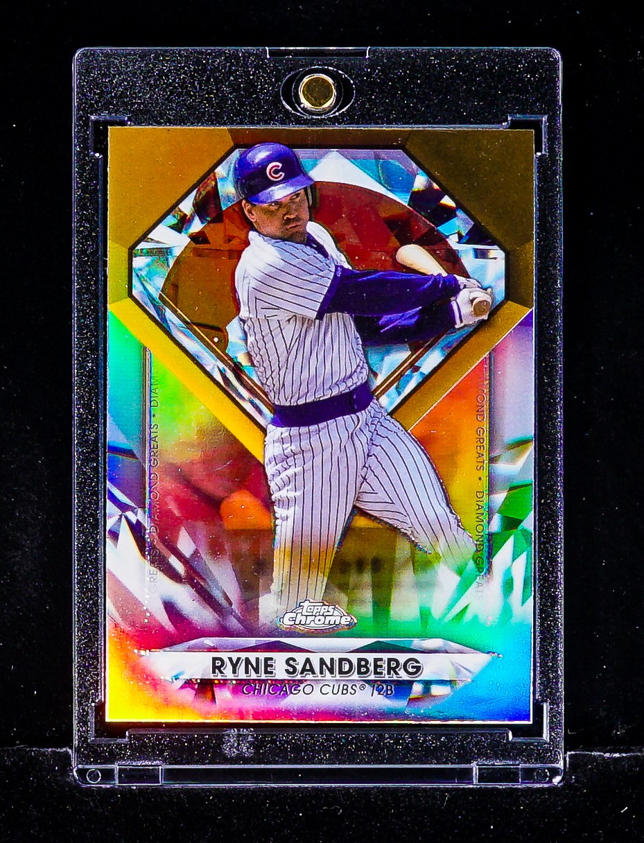 Ryne Sandberg RARE GOLD DIAMOND REFRACTOR CARD Chicago Cubs HALL OF FAME
