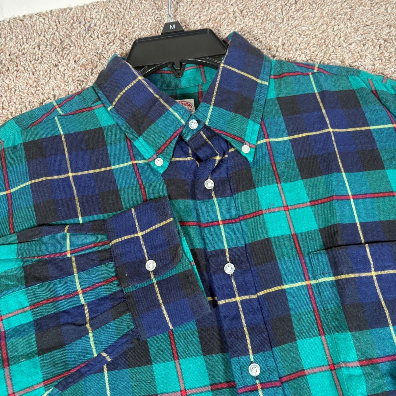 Vintage Brooks Brothers Mens Plaid Wool Blend Flannel Shirt 16.5 R USA Made