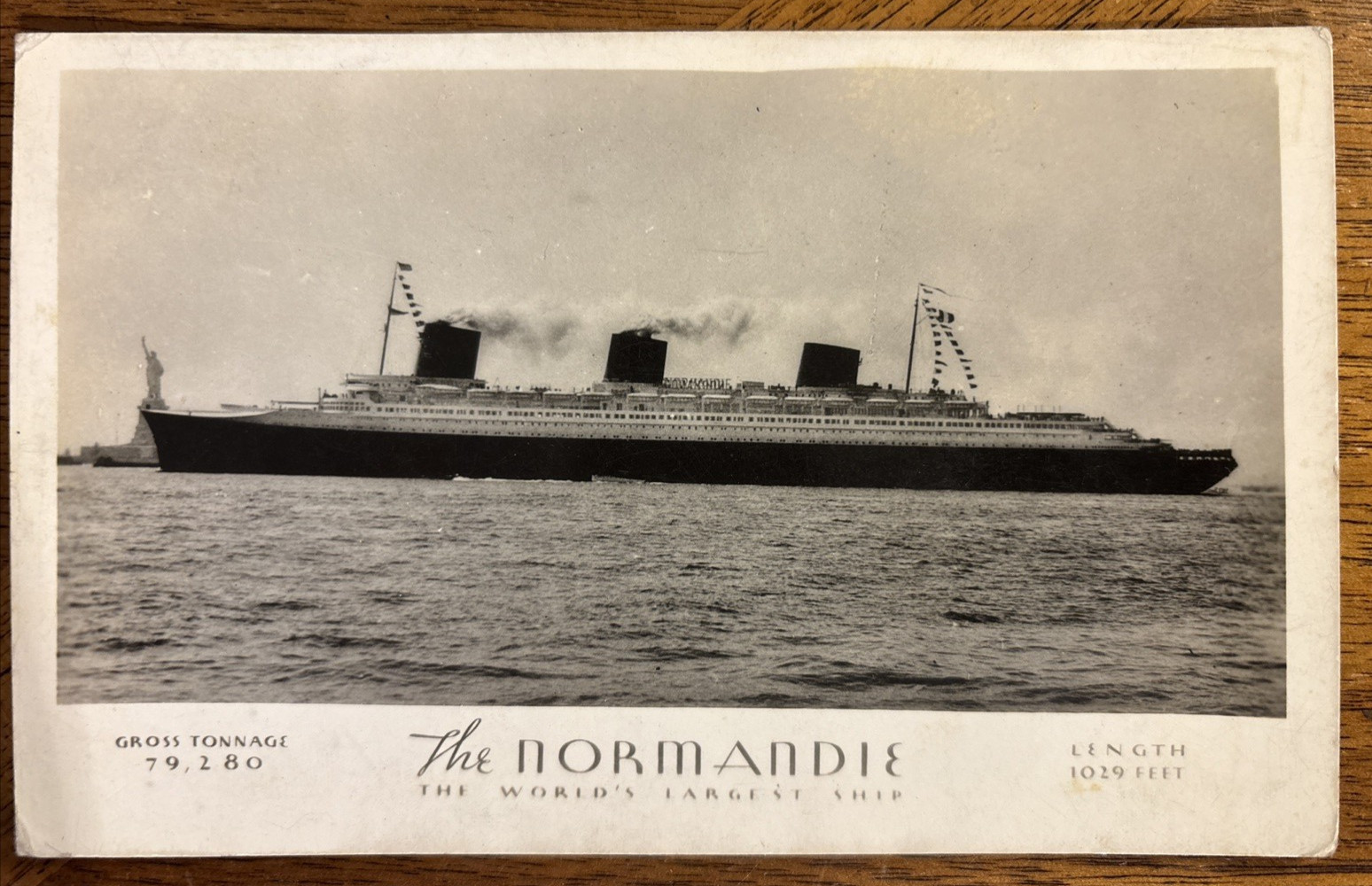Vintage RPPC The Normandie The Worlds Largest Ship Postcard 1029 Ft, 79,280 Ton Vintage RPPC The Normandie The Worlds Largest Ship Postcard 1029 Ft, 79,280 Ton