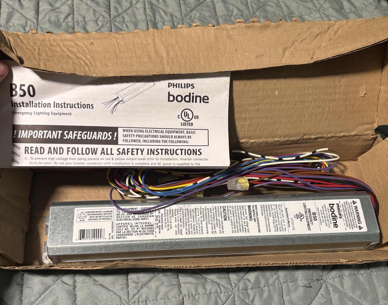 Philips Bodine B50 Ballast 1 or 2 Lamp 90 Min 120-277 Vac 5.0W Emergency Backup Philips Bodine B50 Ballast 1 or 2 Lamp 90 Min 120-277 Vac 5.0W Emergency Backup