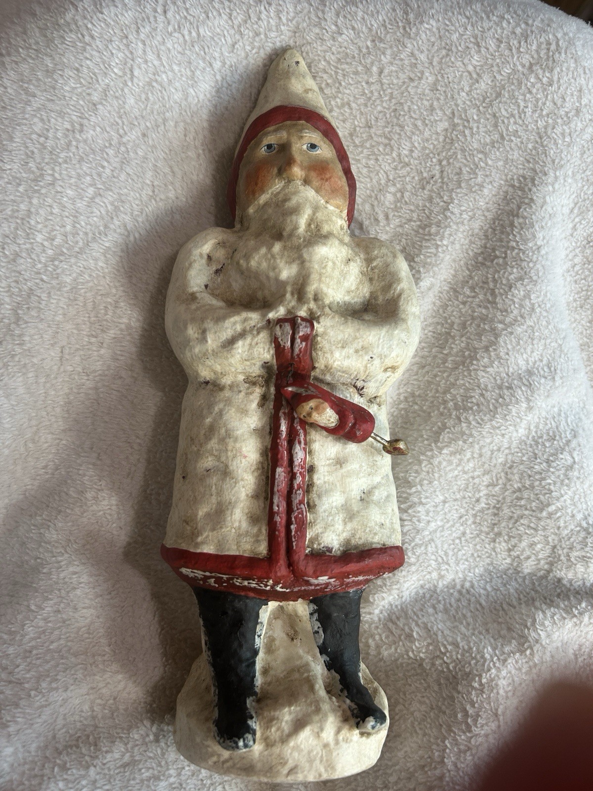 Debbee Thibault - Frosty White Santa, Holding Toy Red Santa