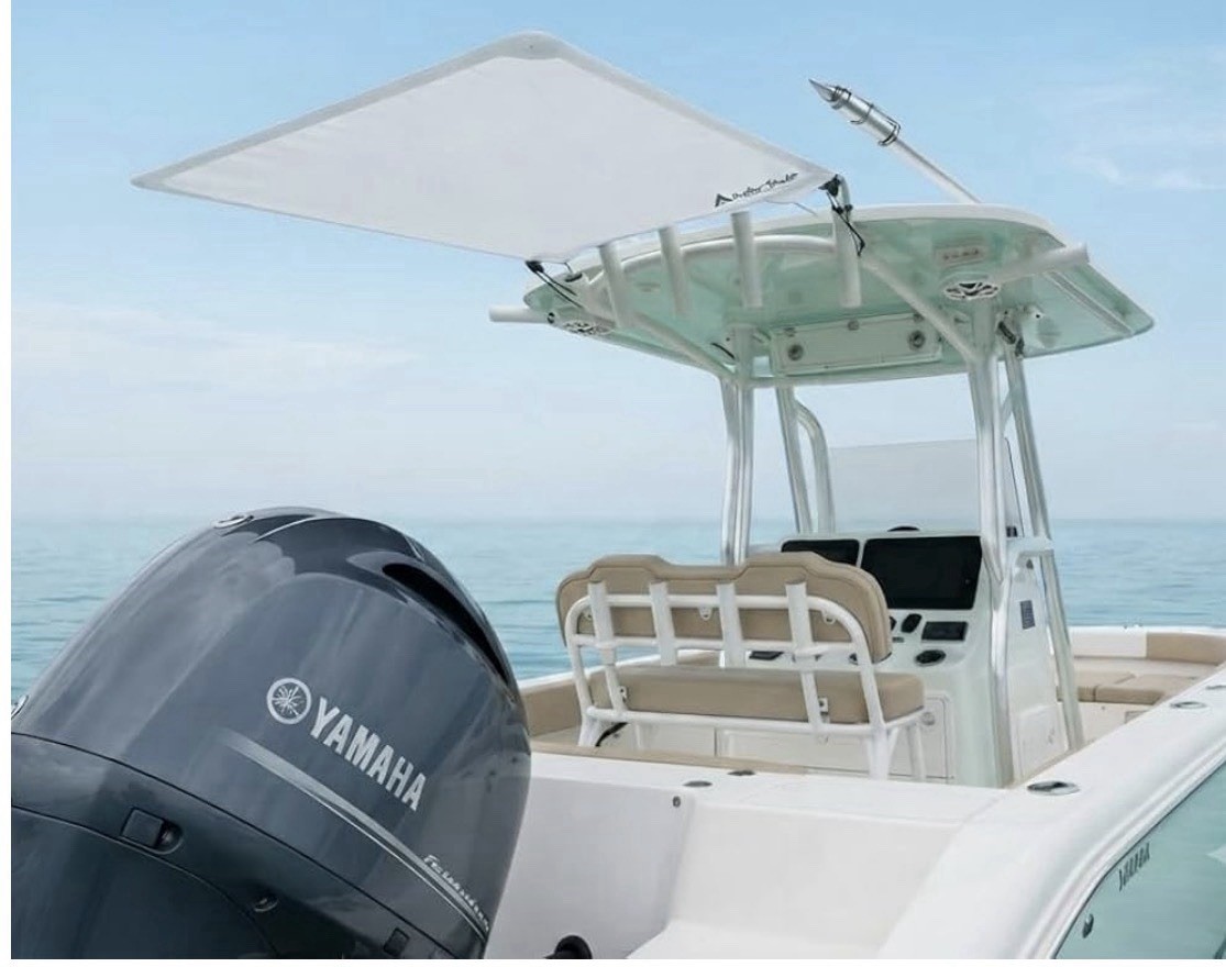 Dev Fishing SS 50 Rocket Launcher Stern Center Console Boat Sun Shade WHITE