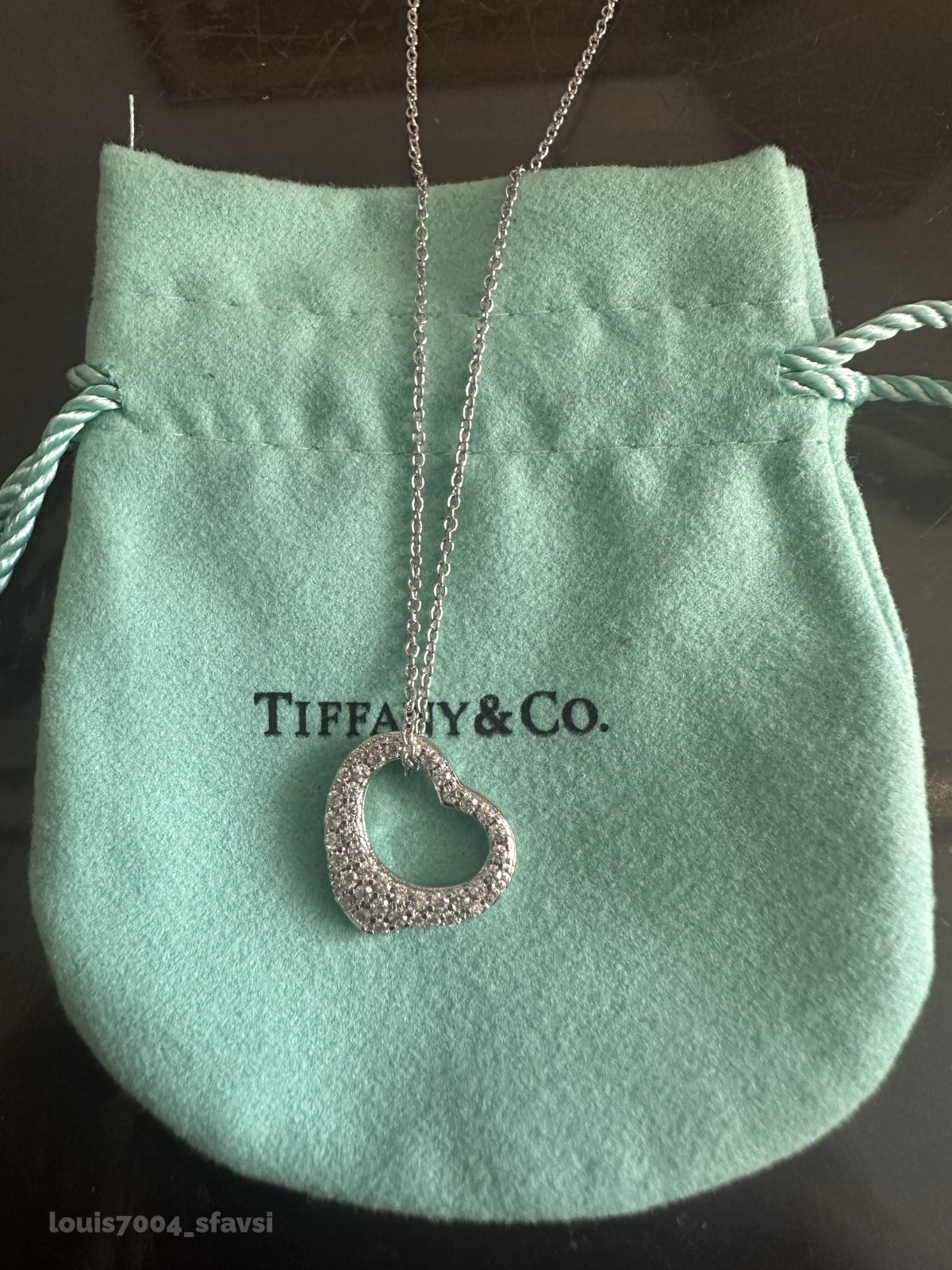 New Elsa Peretti Open Heart PendantTlfanyCoNecklace platinum Diamond New Elsa Peretti Open Heart PendantTlfanyCoNecklace platinum Diamond
