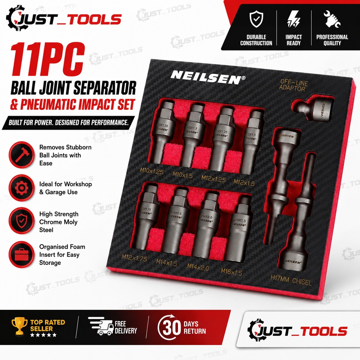 11pc Ball Joint Separator & Pneumatic Impact Set 11pc Ball Joint Separator & Pneumatic Impact Set