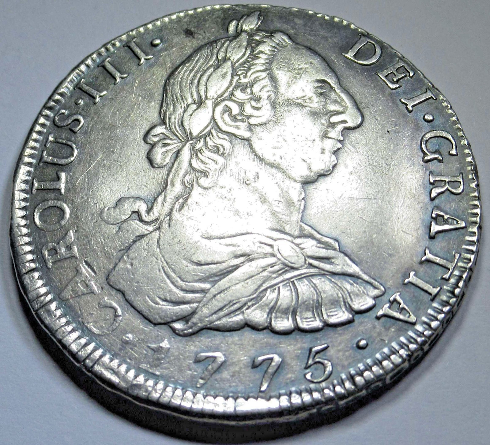 1775 XF-AU Spanish Bolivia 8 Reales Genuine US Colonial Dollar 1700\'s 8R Coin
