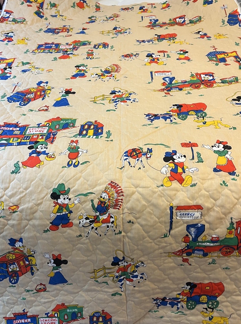 Vintage Disney Mickey Western Ameritex Factory Quilted Fabric 4 Yards 45”