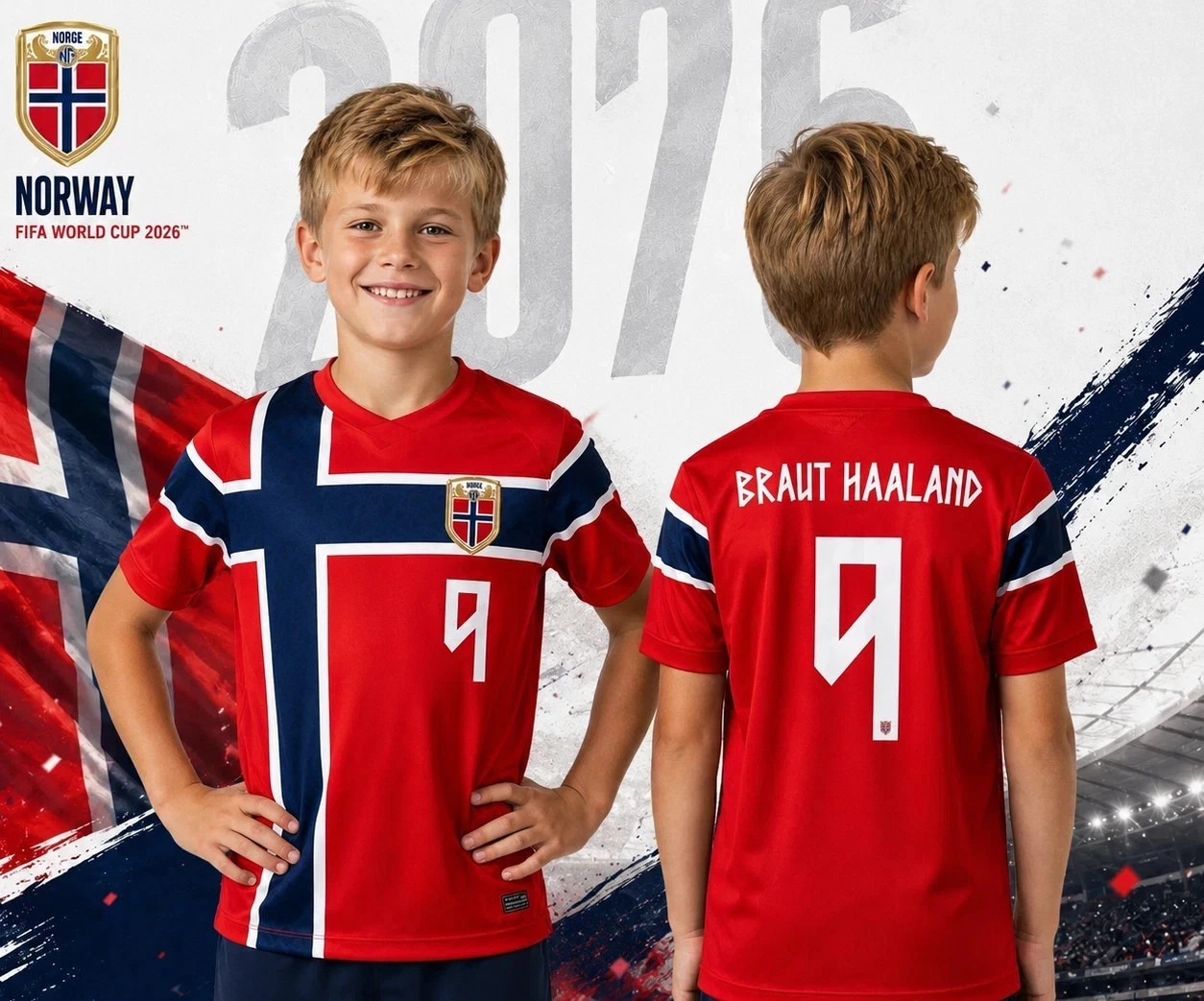 HOT 2026 Braut Haaland #9 Soccer Kids Jersey Fan Gift size 16-28
