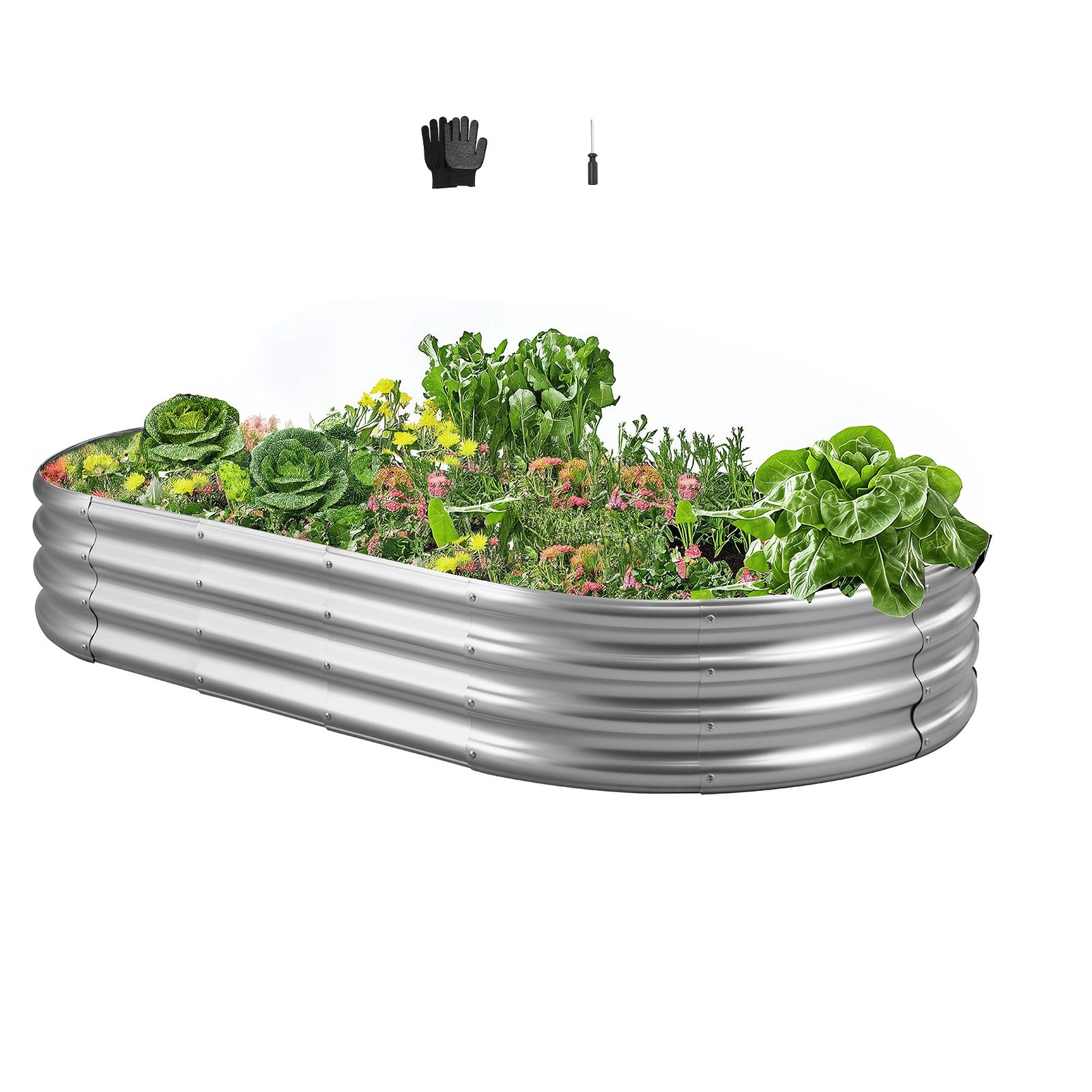 VEVOR Metal Raised Garden Bed Galvanized Planter Box 6x3x1 ft Galvanized Color