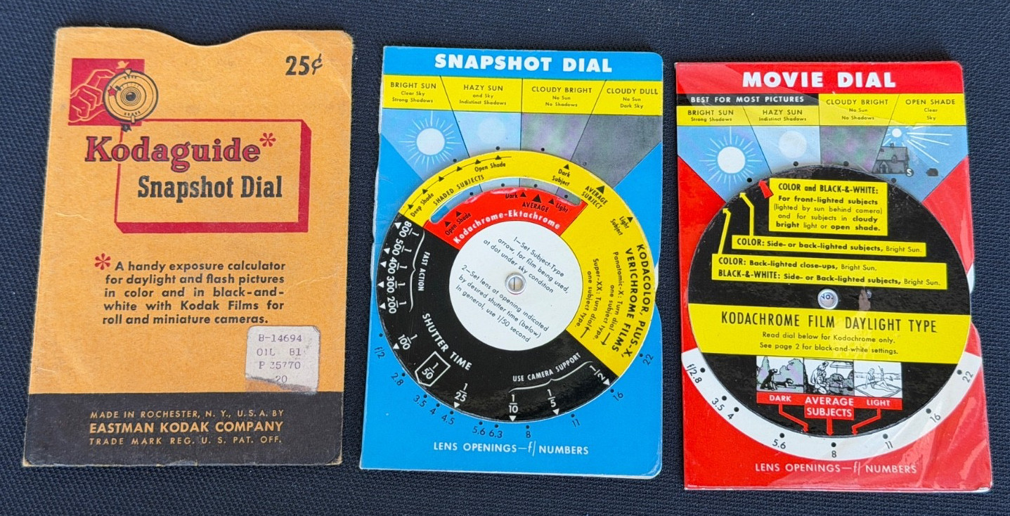 Vintage Kodak Kodaguide Snapshot Flash Movie Exposure Calculator Dial Lot