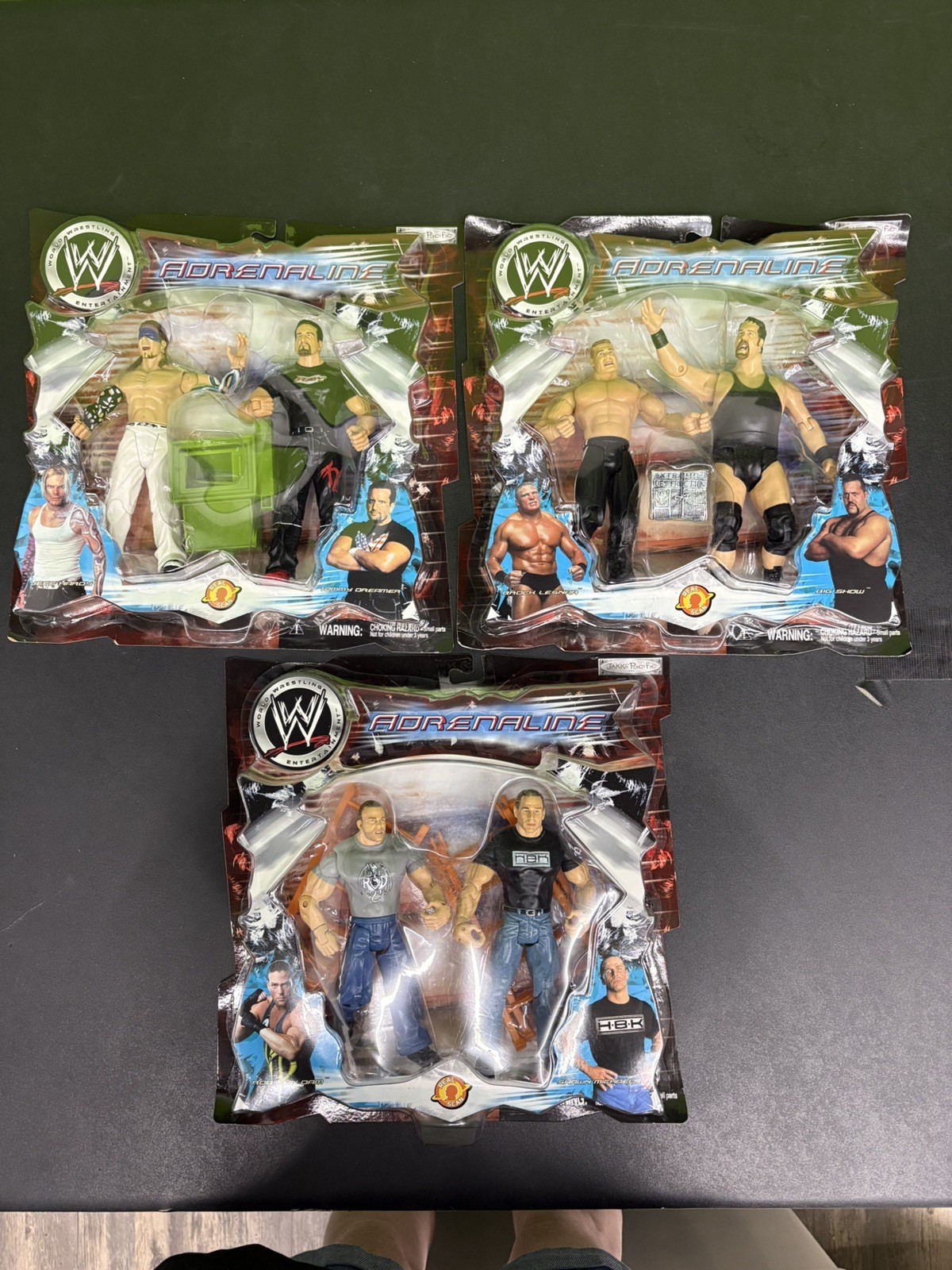 WWE Adrenaline Figure Set 2003 Jakks Pacific Series 1 Lot of 3 Packs 2 Figs Each