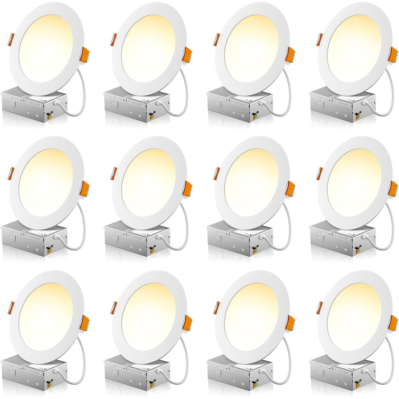 12 Pack LED Recessed 6 Inch 5CCT Ceiling Dimmable Panel Light with Junction Box