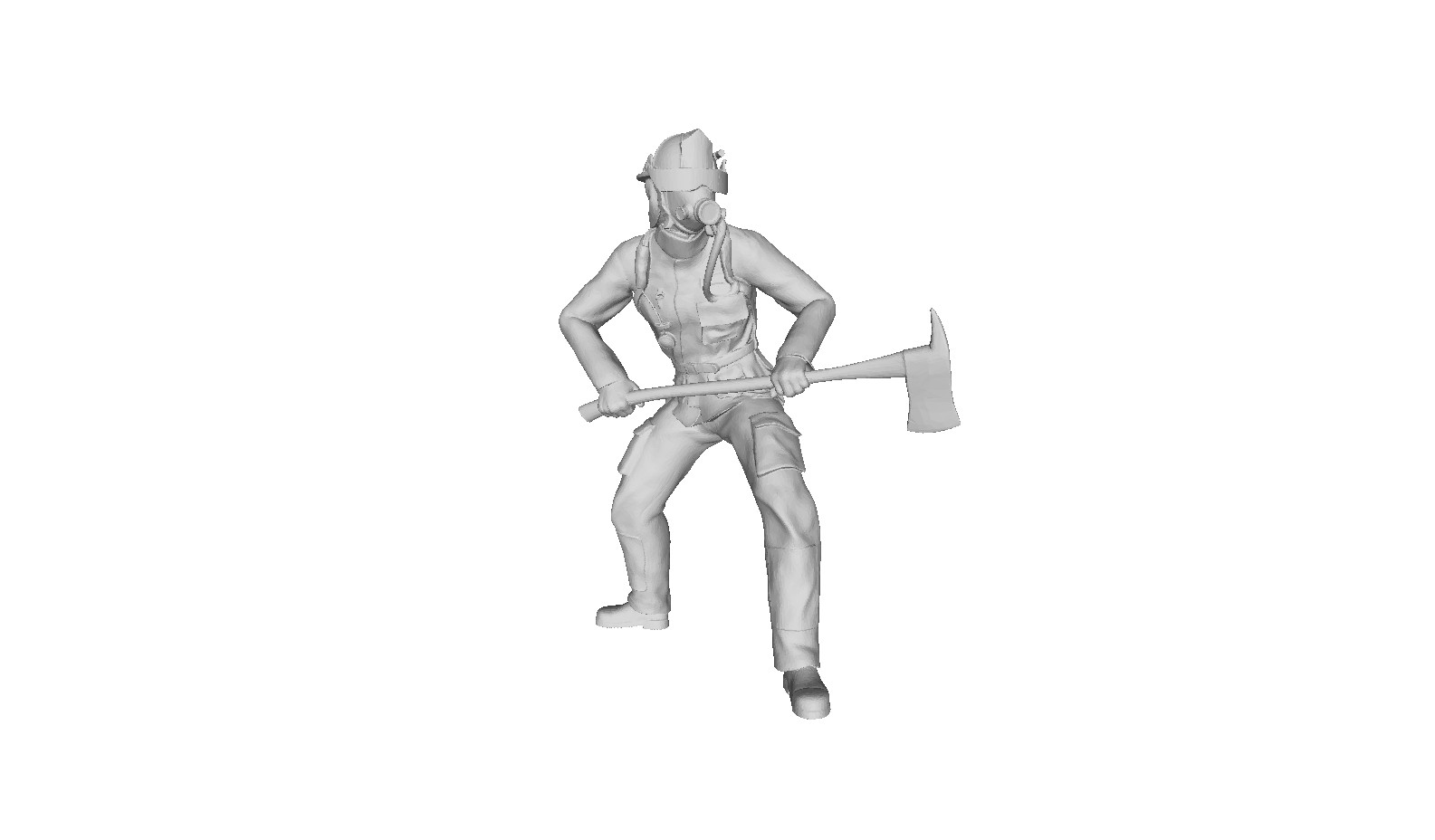 Printle M Homme 646-Firefighter Wielding An Ax Figure for Dioramas Train Sets