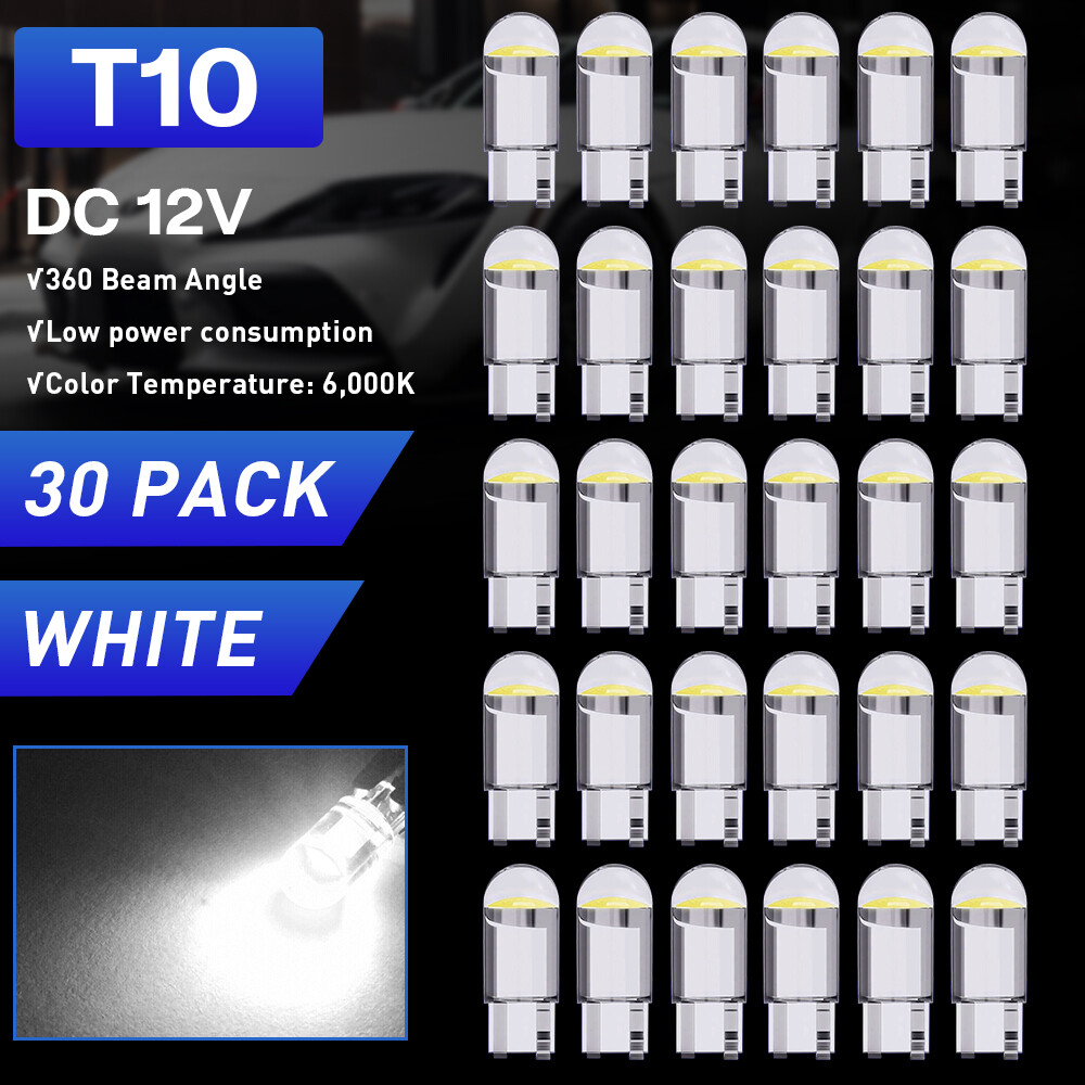 30pcs LED Bulbs T10 W5W 2825 Combo License Plate Interior Indicator Lights