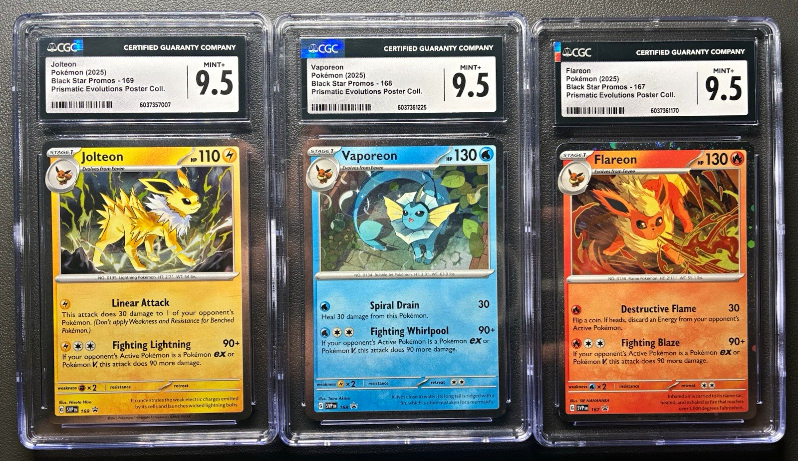 CGC 9.5 Pokemon TCG 2025 Promo Holo Lot: Jolteon/Vaporeon/Flareon 167-169 CGC 9.5 Pokemon TCG 2025 Promo Holo Lot: Jolteon/Vaporeon/Flareon 167-169