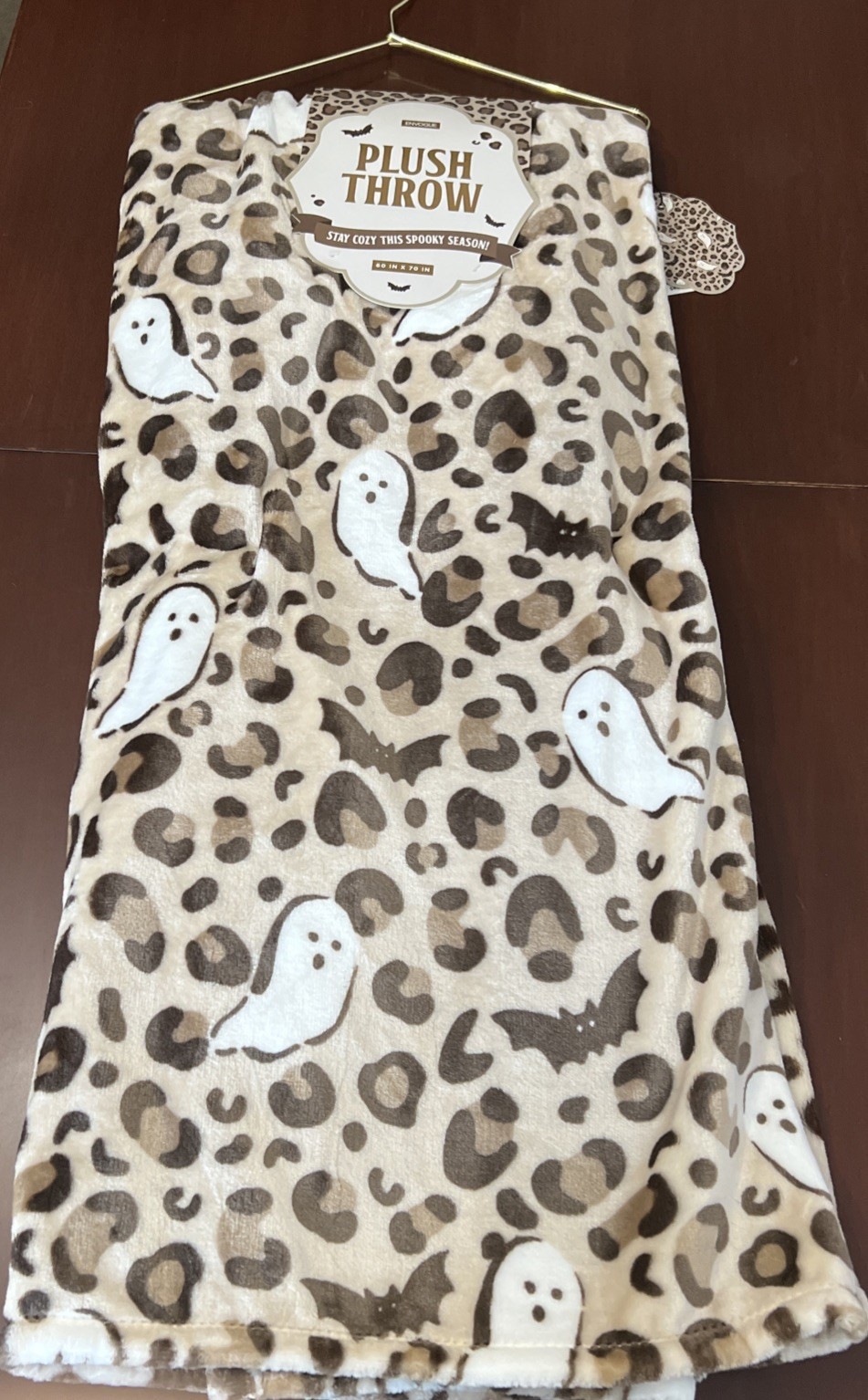 ENVOGUE Halloween Leopard Cheetah Ghost & Bat Plush Throw Blanket 60”x70” NWT