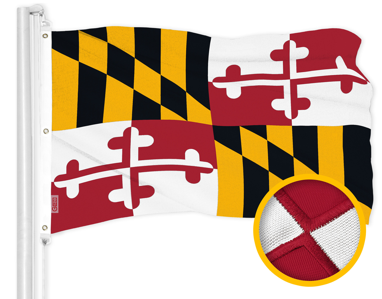 G128 Maryland MD State Flag 6x10 Ft ToughWeave Embroidered 600D Polyester