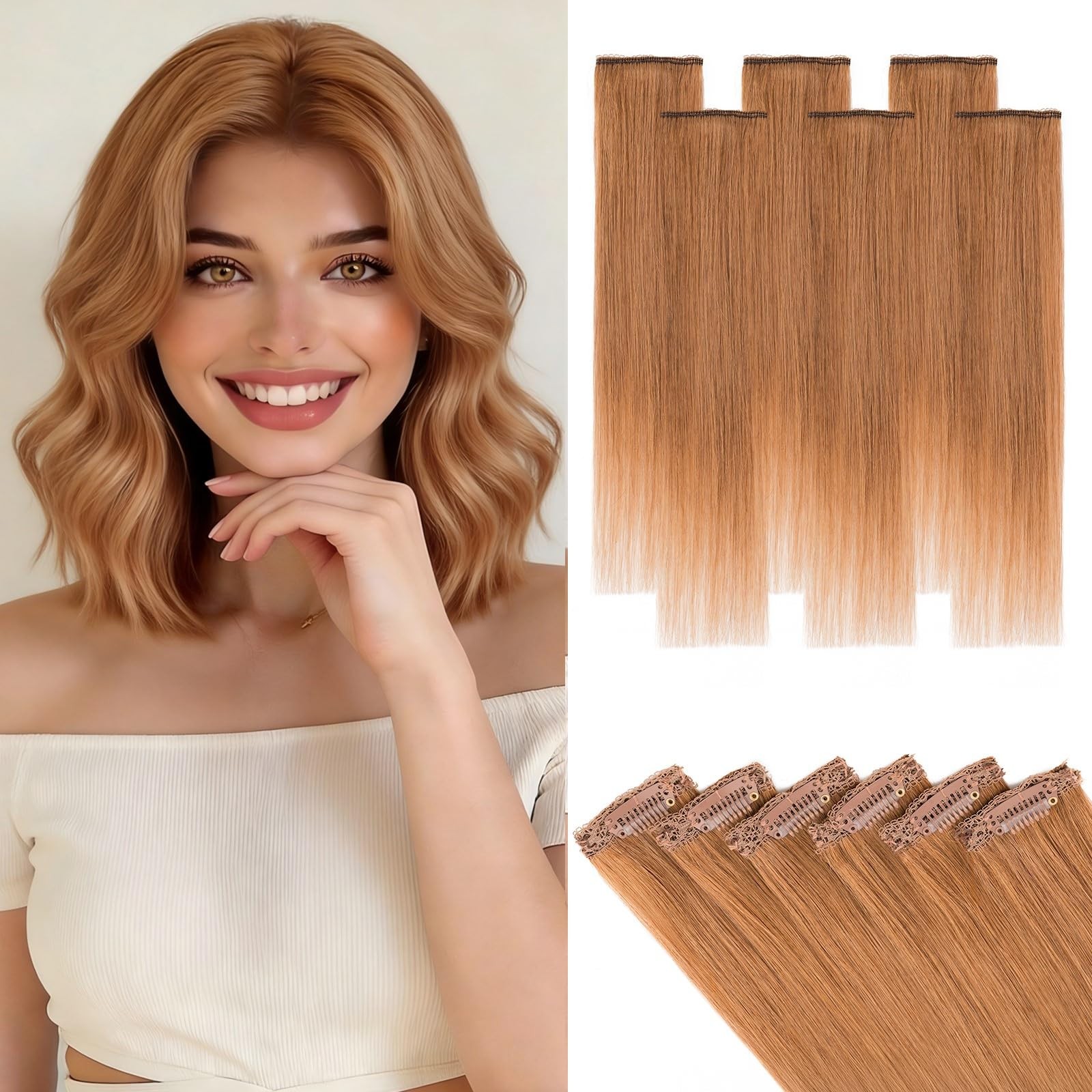 Hairro 6pcs Clip In Short Human Hair Extensions 10 Inch #30 Light Auburn Hairro 6pcs Clip In Short Human Hair Extensions 10 Inch #30 Light Auburn