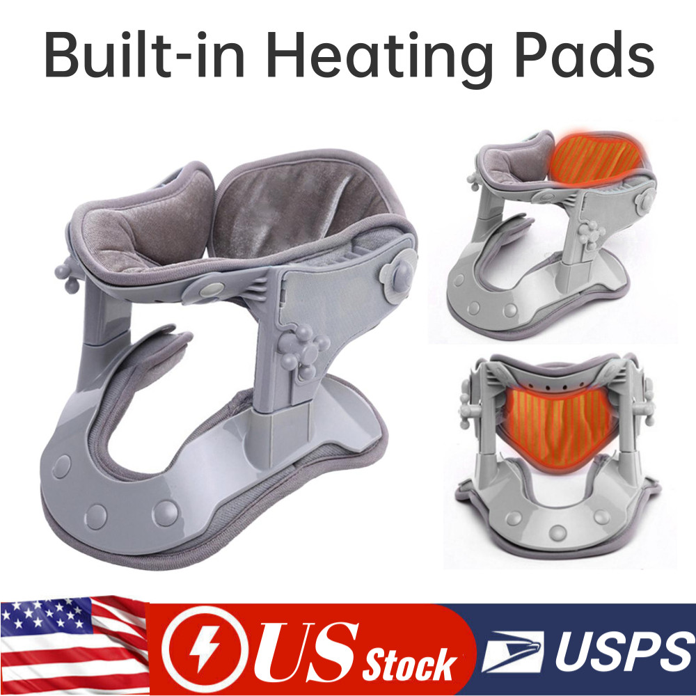 Cervical Neck Traction Device Heating Brace Support PainRelief Stretcher Therapy