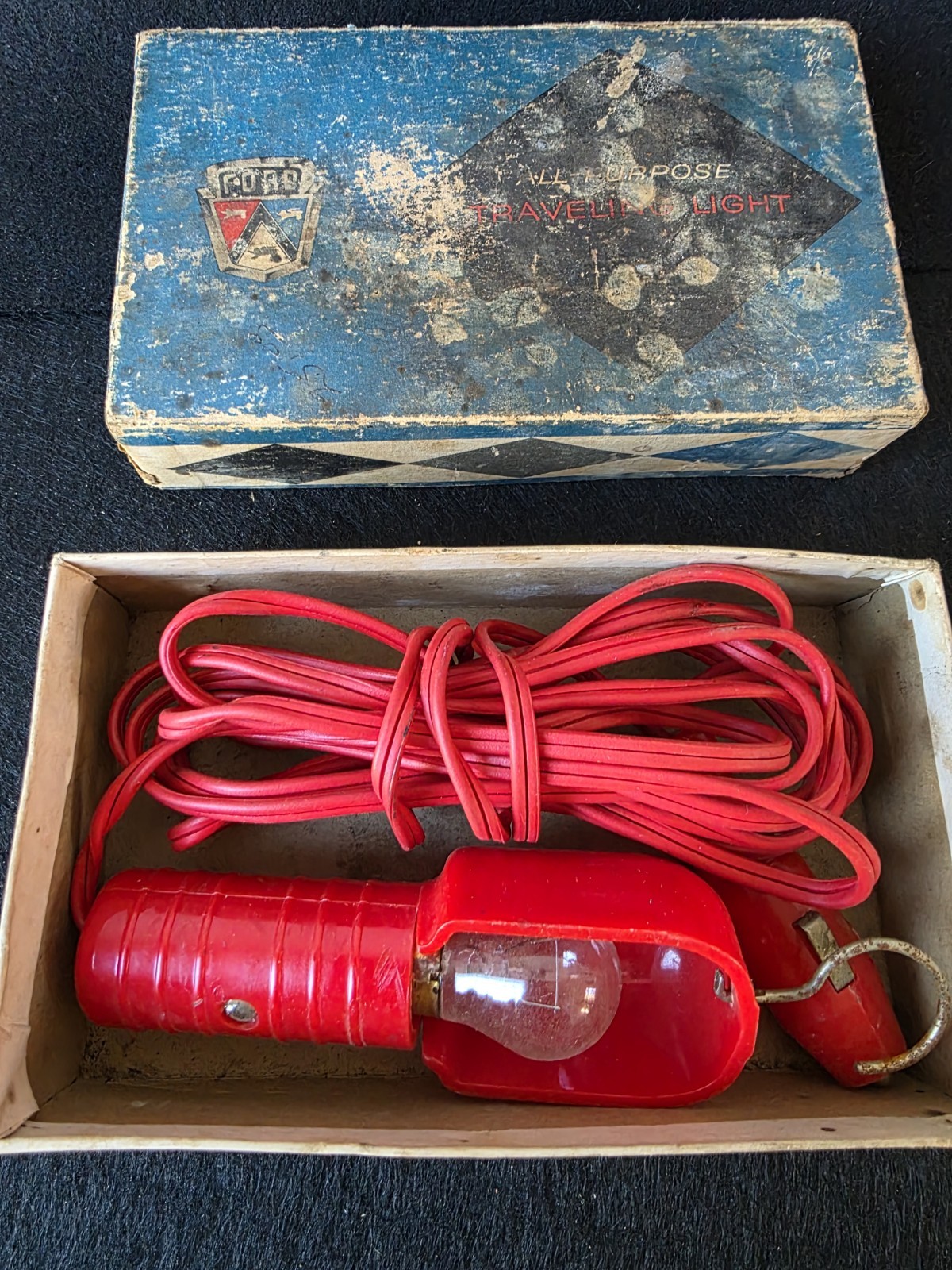 Vtg 1950’s Ford All Purpose Traveling Light W/bulb Red Dealer Promo Accessory Vtg 1950’s Ford All Purpose Traveling Light W/bulb Red Dealer Promo Accessory