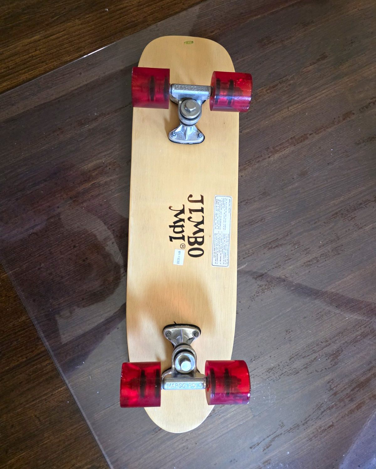 NOS Vintage Jimbo MPI Wood Skateboard Mini Cruiser Red Wheels Marco Polo Trucks