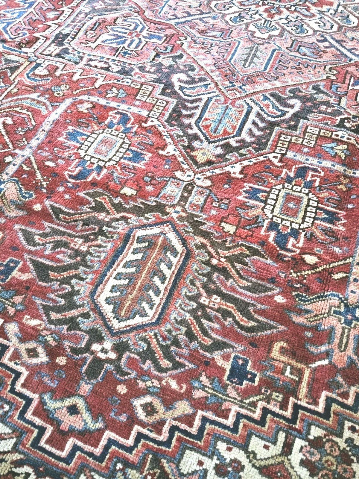 9 x 12 ANTIQUE VEG DYE FINE HERIZ SERAPI VINTAGE USHAK TURKISH CAUCASIAN 