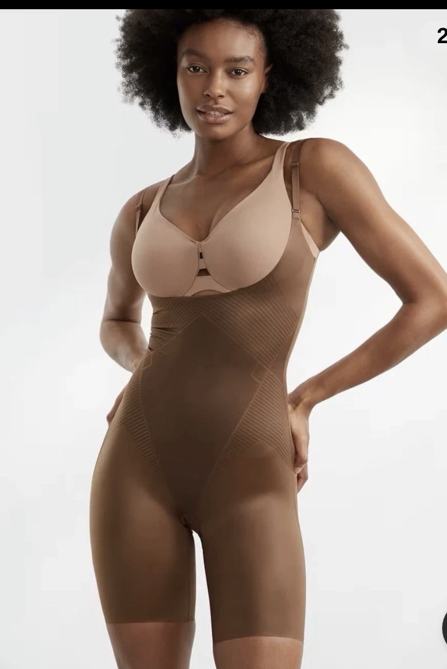 NEW SPANX Thinstincts 2.0 Open Bust Mid Thigh Shapewear Bodysuit Brown Size 3X NEW SPANX Thinstincts 2.0 Open Bust Mid Thigh Shapewear Bodysuit Brown Size 3X
