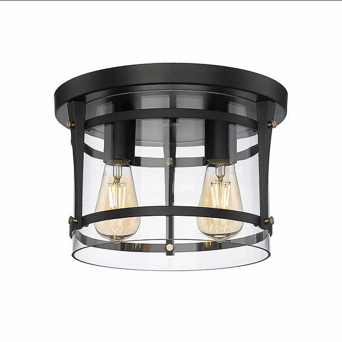 OVE Decors Joakim 2 Light Flush Mount, Black