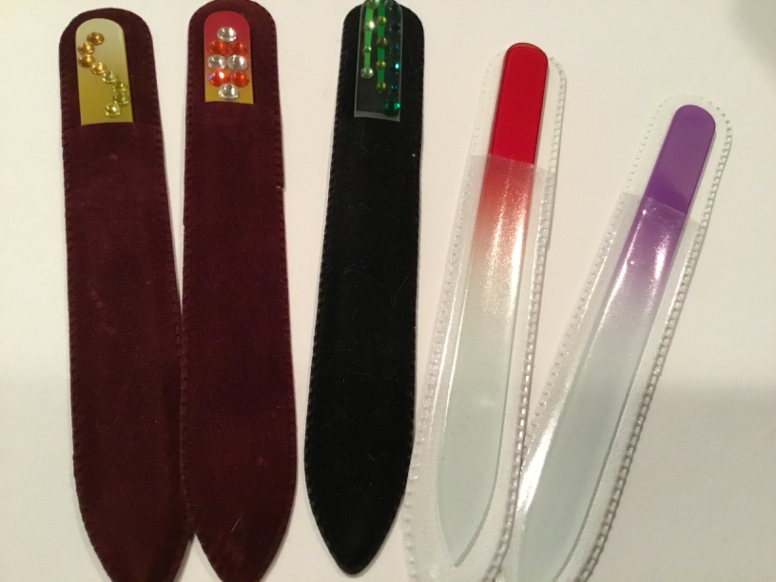 Set of 5 Genuine Czech Glass Nail Files Crystal Manicure Files Made in Czech Rep