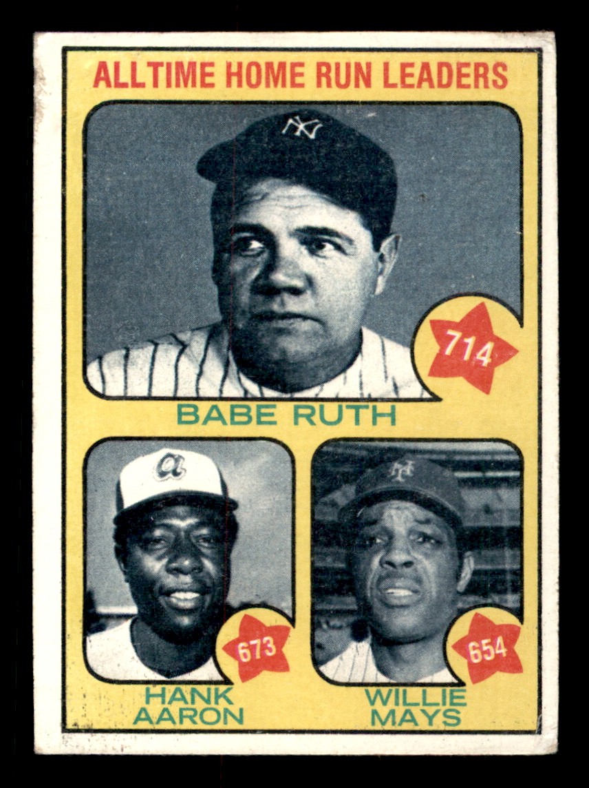 1973 Topps - All-Time HR Leaders Ruth/Aaron/Mays #1 PR (Filler)