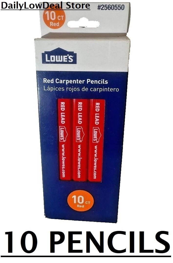 10 PACK - Lowe\'s 7 inches Carpenter pencil Red Pencil 10 PACK - Lowe\'s 7 inches Carpenter pencil Red Pencil