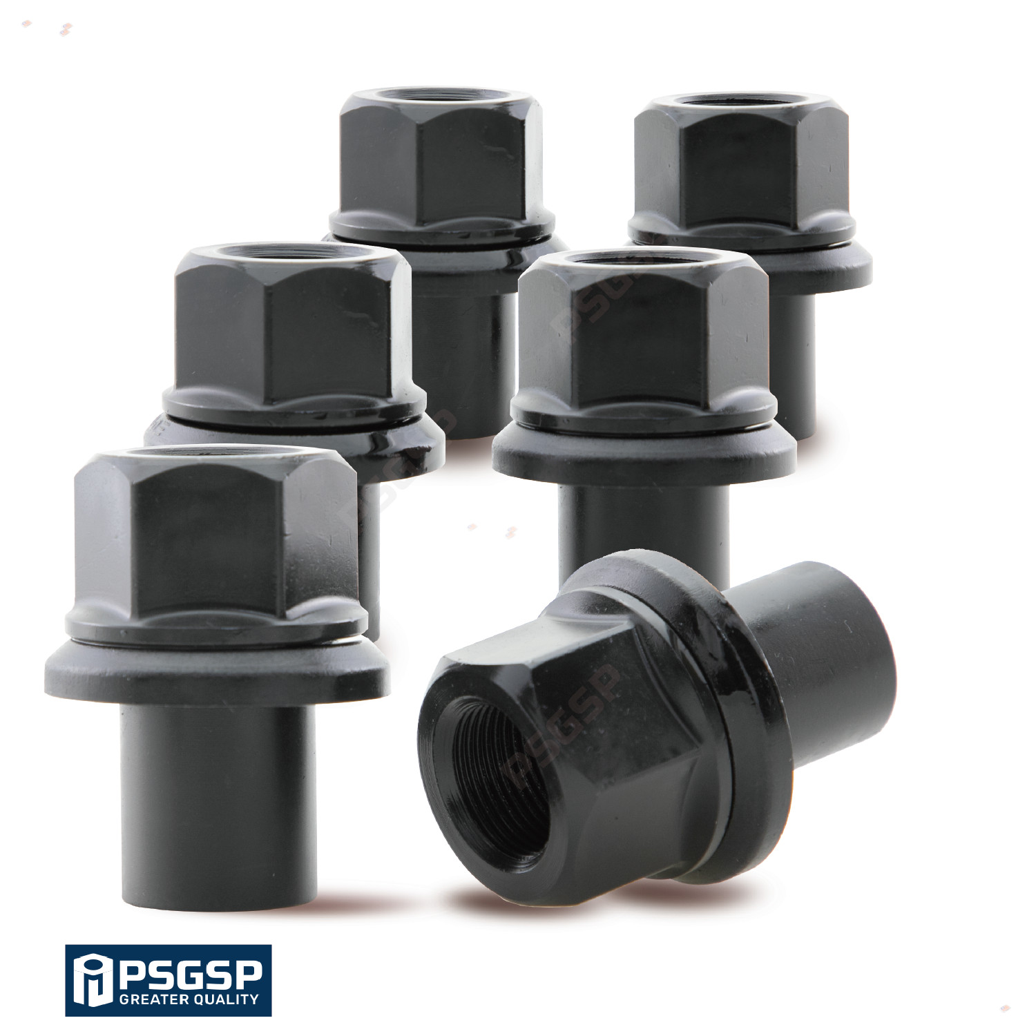 6X 28mm Sleeve Wheel Lug Nuts M22x1.5 Thread | 33mm Hex Skirt Flange for Semis
