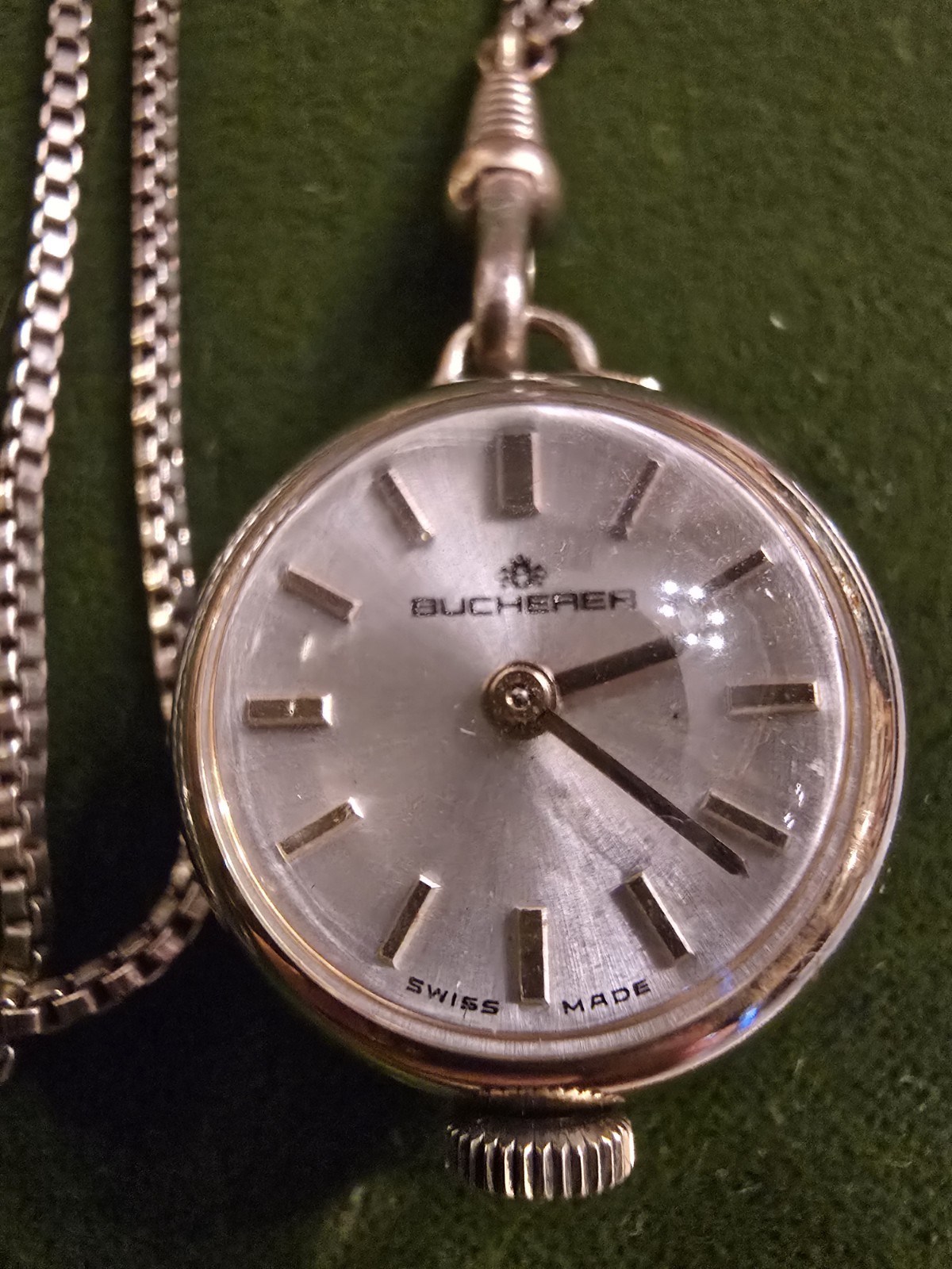 Vintage Bucherer Pendant Watch Necklace Skeleton Crystal Ball 17J with 30\ Vintage Bucherer Pendant Watch Necklace Skeleton Crystal Ball 17J with 30\