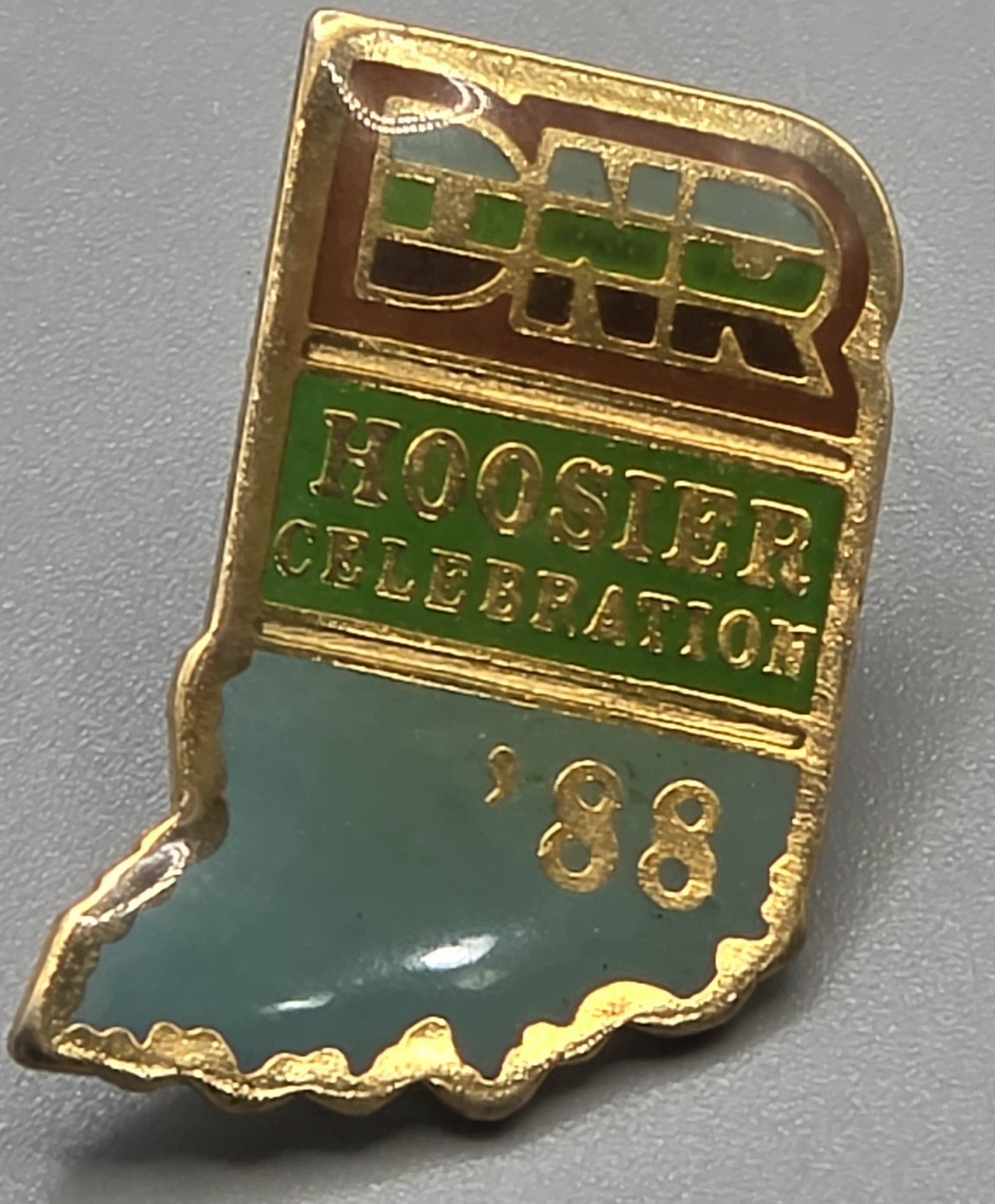 Vintage 1988 Indiana DNR Hoosier Celebration '88 Enamel Lapel Pin State Shape