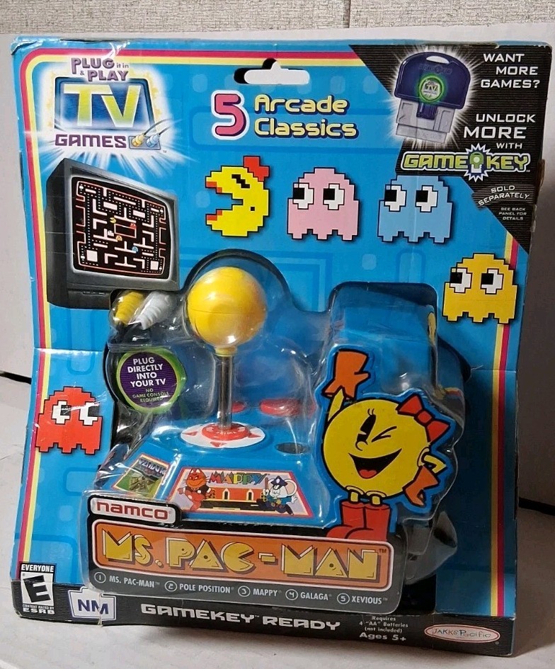 VTG 2005 Namco Ms. Pac-Man 5-in-1 Plug N Play TV Game Mint Factory Sealed Jakks VTG 2005 Namco Ms. Pac-Man 5-in-1 Plug N Play TV Game Mint Factory Sealed Jakks
