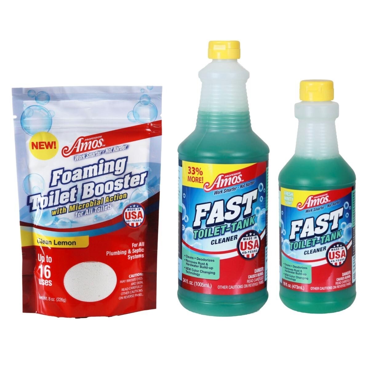 #Professor Amos FAST Toilet & Tank 3-PC Cleaning Solution with Foaming Booster