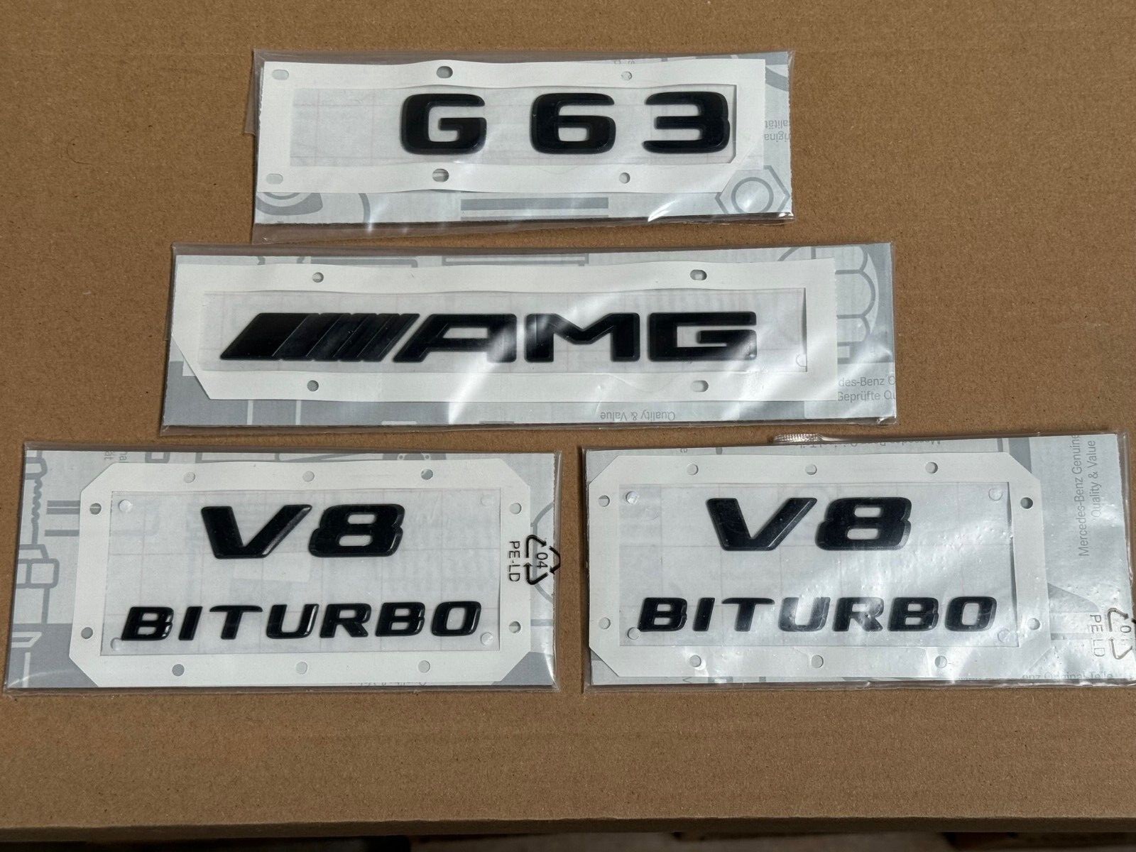 NEW Mercedes-Benz W463 Genuine BLACK G63 “AMG V8 BITURBO” Emblem Badge Decal Set