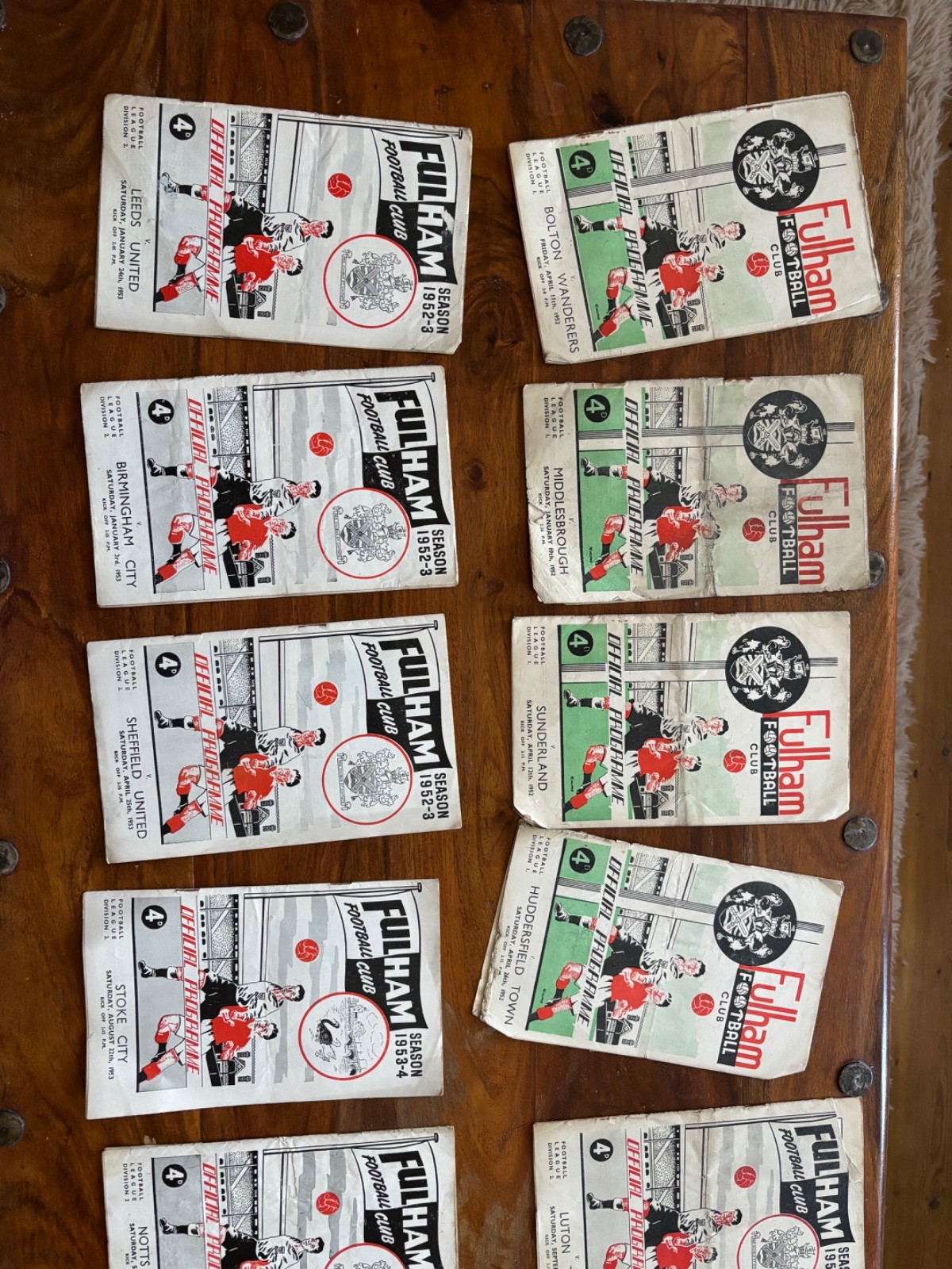 fulham football club programmes 1952/1953/1954 fulham football club programmes 1952/1953/1954