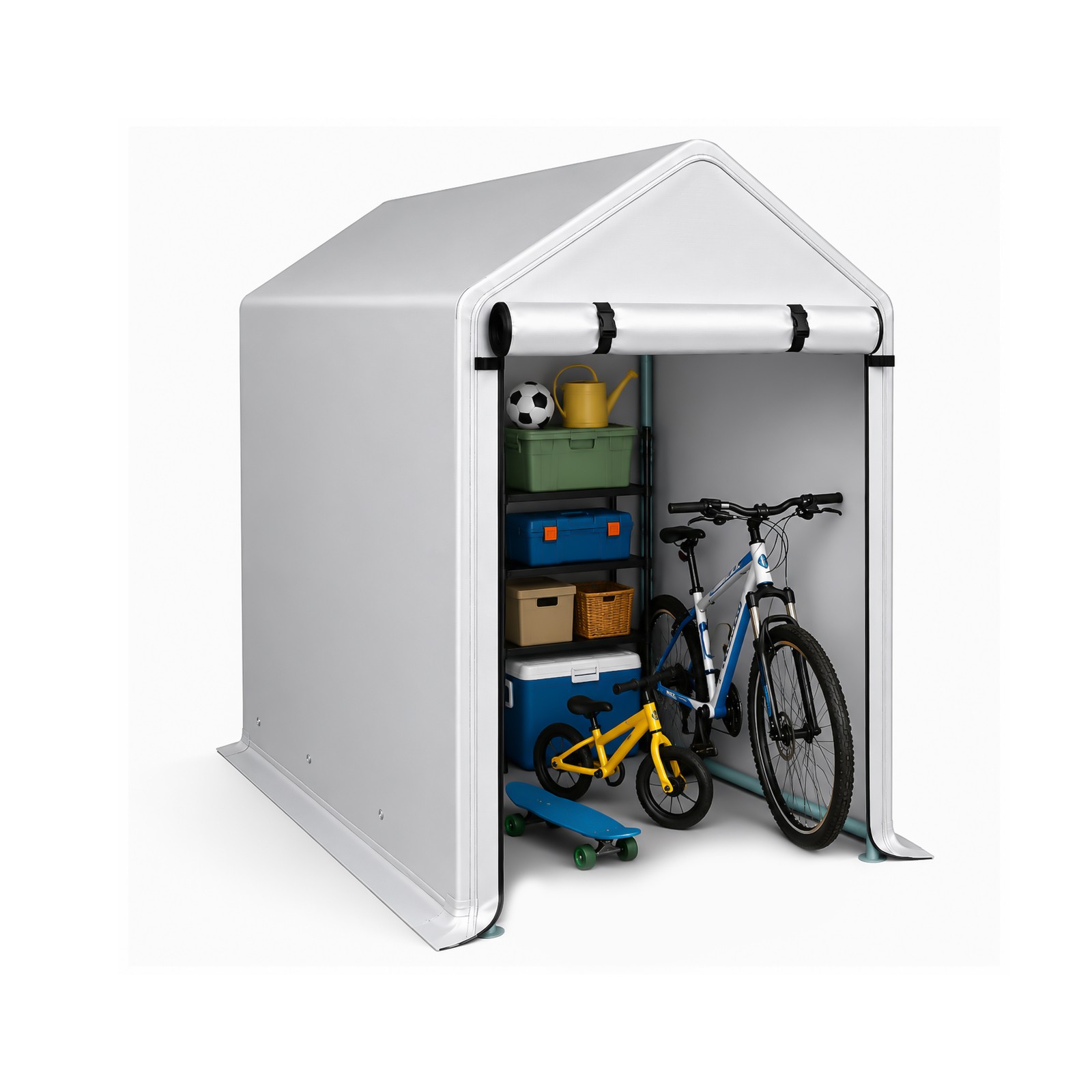 6x10 FT Storage Shed with 2 Roll-up Windows, Heavy Duty Bike Tent